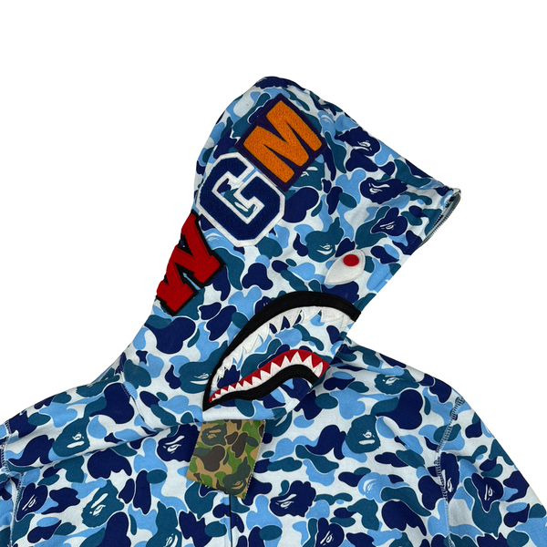 BAPE Blue Shark Camo Full zip up hoodie - 2XL