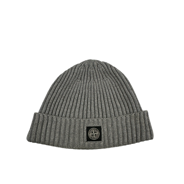 Stone Island 2013 Junior Grey Ribbed Logo Patch Beanie