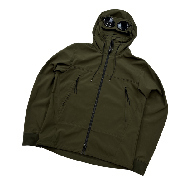 CP Company Green Khaki Soft Shell Goggle Jacket - Medium