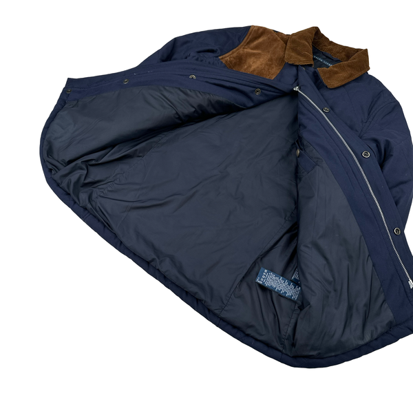 Ralph Lauren Navy Corduroy Collar Pocket Quilted Jacket - Medium