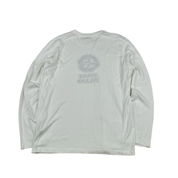 Stone Island 2008 White Graphic Compass Longsleeve Shirt - XL