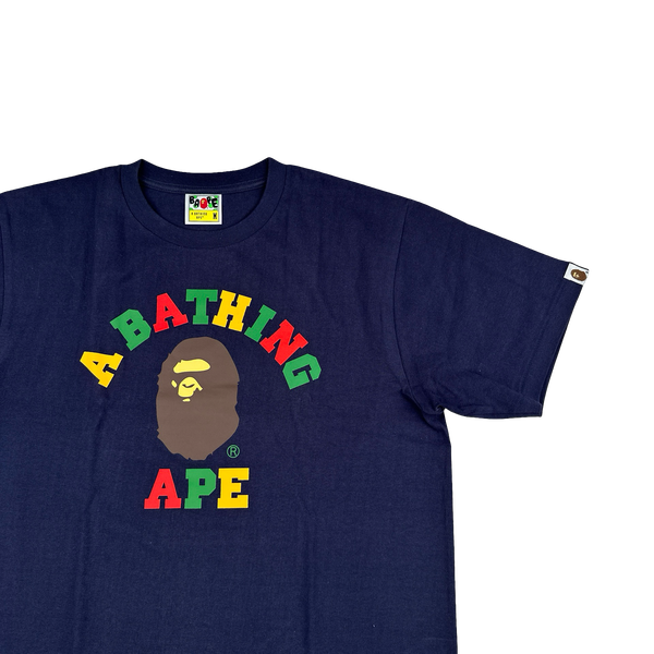 BAPE Spellout Ape Navy T Shirt - Medium
