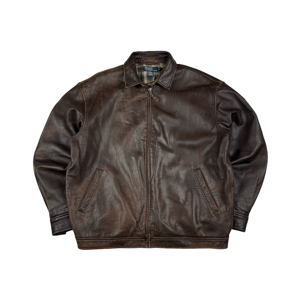 Ralph Lauren Brown Heavyweight Leather Jacket - XL