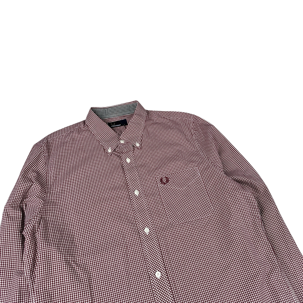 Fred Perry Burgundy Gingham Buttoned Shirt - Large