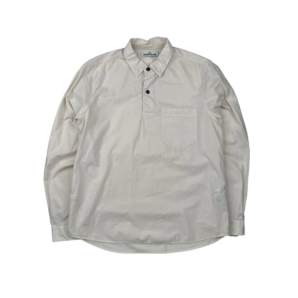 Stone Island 2019 White Quarter Buttoned Shirt - Medium