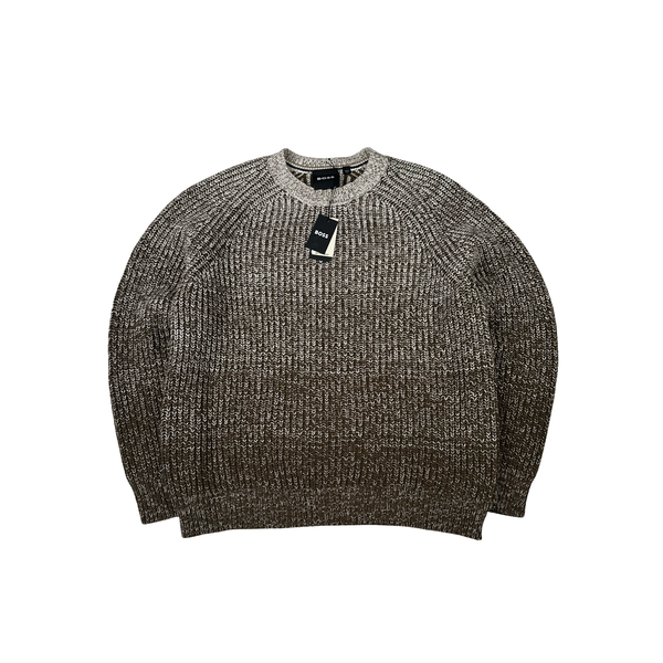 Hugo Boss Wool Blend Colour Faded Knitted Crewneck Jumper - Large