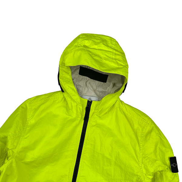 Stone Island 2016 Rare Neon Yellow Featherweight Leather Jacket - Medium