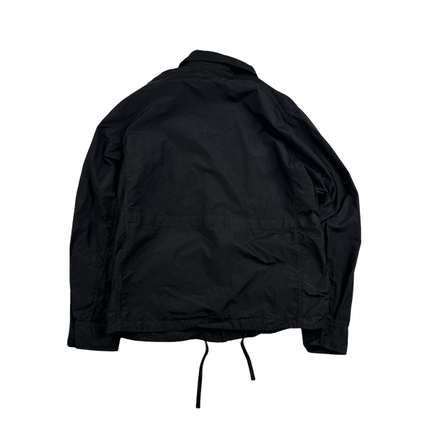 CP Company Black Buttoned Cotton Cargo Overshirt - Small