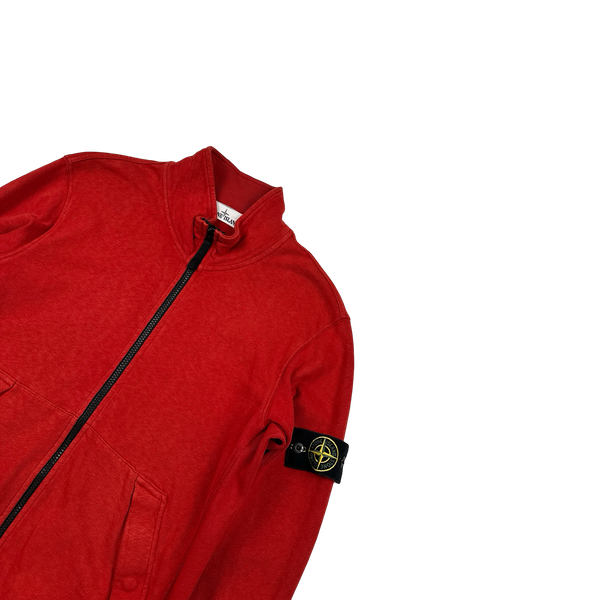 Stone Island 2014 Red Zipped Cotton Jumper - Large