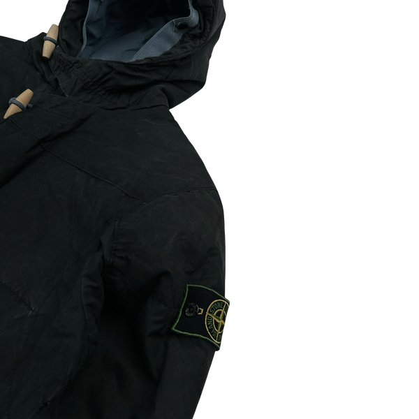 Stone Island 1999 Navy Vintage Waxed Cotton Long Puffer Parka Jacket - Small