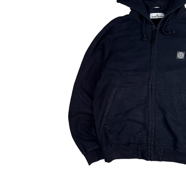 Stone Island 2014 Navy Zipped Patch Hoodie - XL