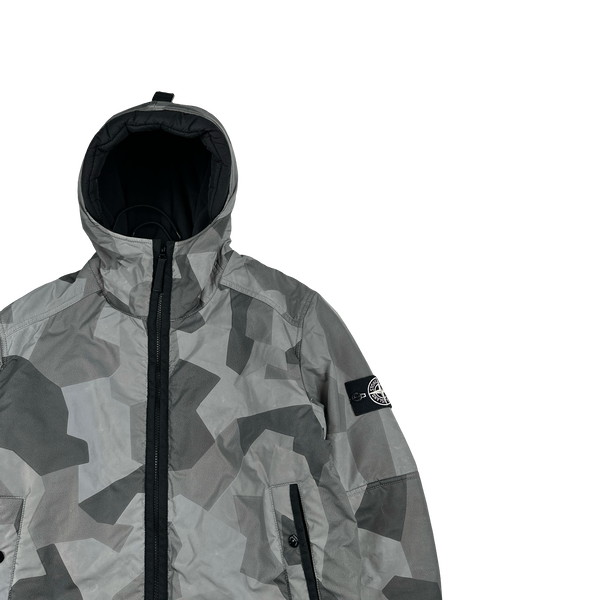 Stone Island 2012 Silver Fleece Lined Camo Reflective Jacket - Large