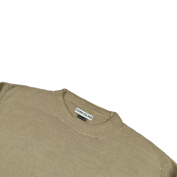 Stone Island 2001 Vintage Oatmeal Cotton Knit Pullover Jumper - Medium