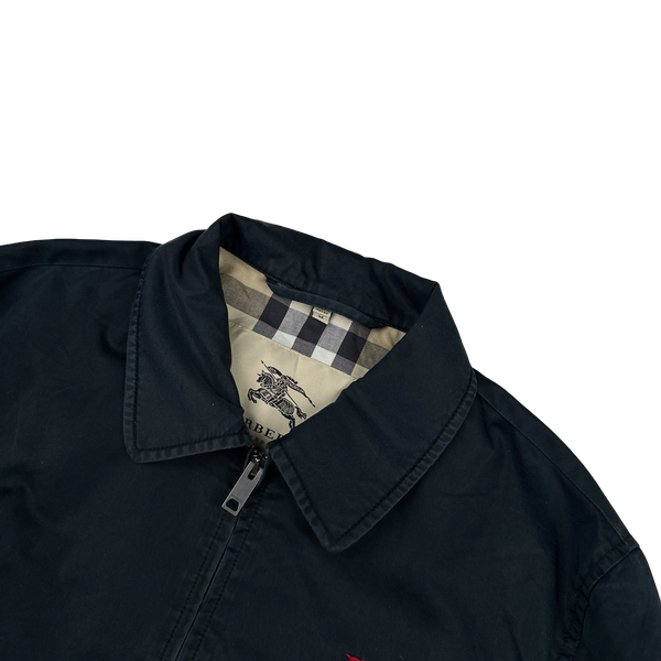 Burberry Nova Check Lined Black Harrington Jacket - Medium
