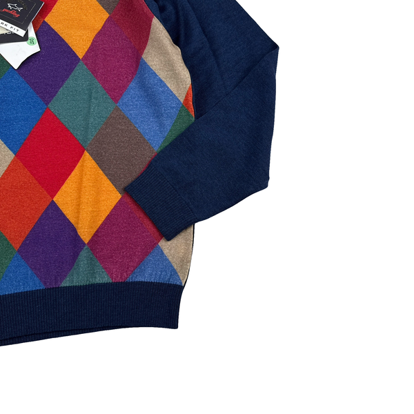 Paul & Shark Multi Colour Diamond Cool Touch Crewneck - Large