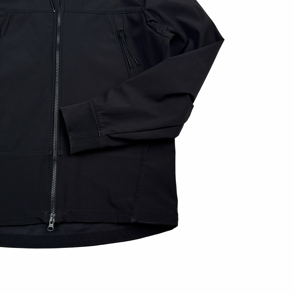 CP Company Black Soft Shell R Goggle Hooded Zipped Jacket - Medium