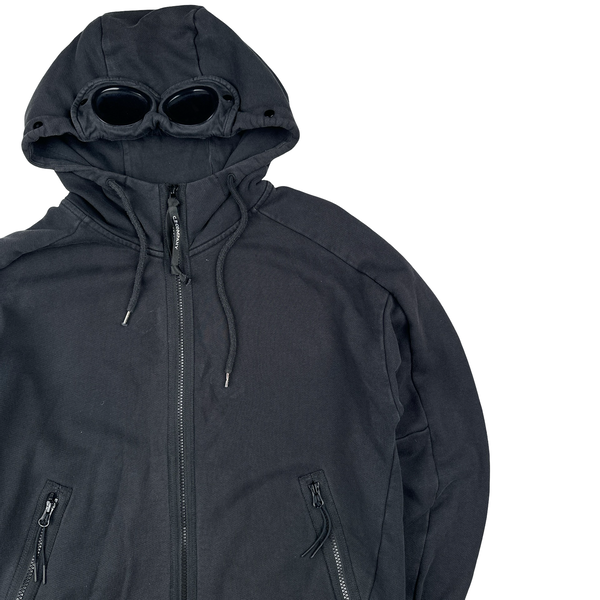 CP Company Black Goggle Cotton Zip Up Hoodie - Small