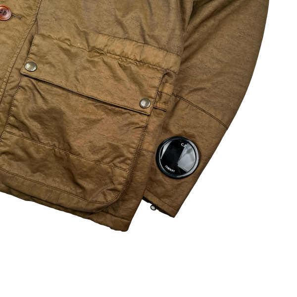 CP Company Brown Down Filled Winter Goggle Jacket - Large