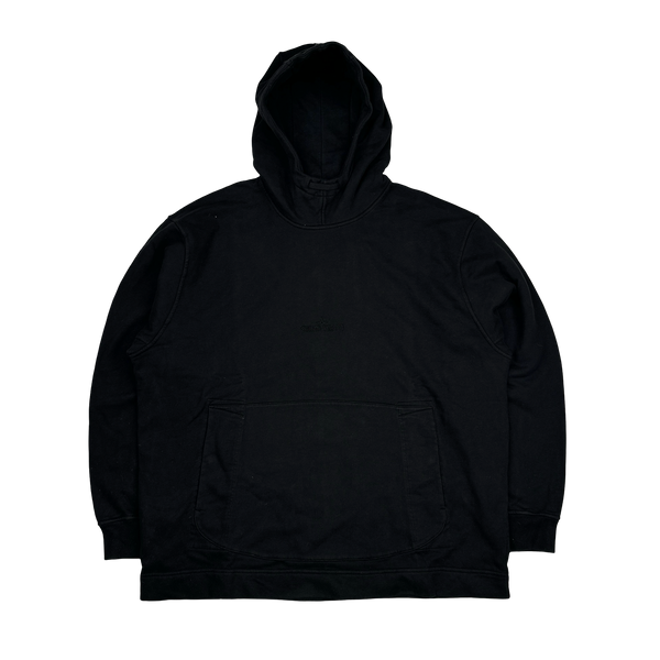 Stone Island 2023 Black Spellout Embroidered Pullover Hoodie - XL