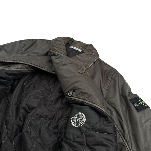 Stone Island 2012 Brown Mussola Gommata Double Breasted Jacket - Large