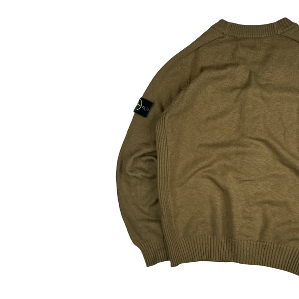 Stone Island 2023 Khaki Cotton Buttoned Cardigan Jumper - Large