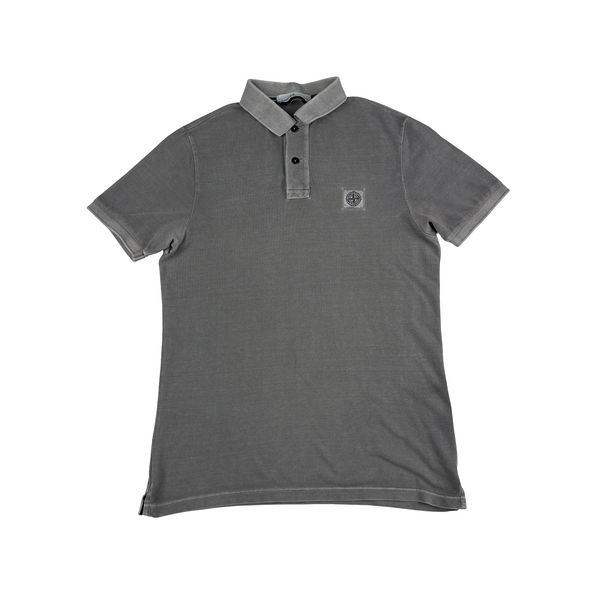 Stone Island Garment Dyed Grey Polo Shirt - Small