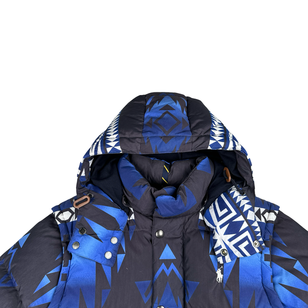 Ralph Lauren Blue Pattern Down Filled Puffer Jacket - Medium