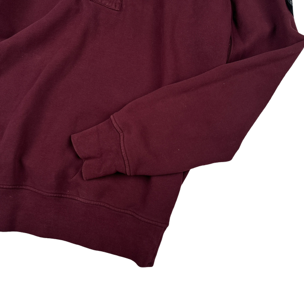 Stone Island 2018 Burgundy Cotton Quarter Zip Jumper - Medium