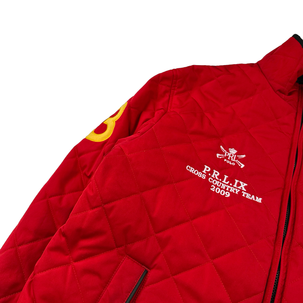 Ralph Lauren Red/Navy Quilted Reversible Collared Spellout Embroidered Jacket - Medium