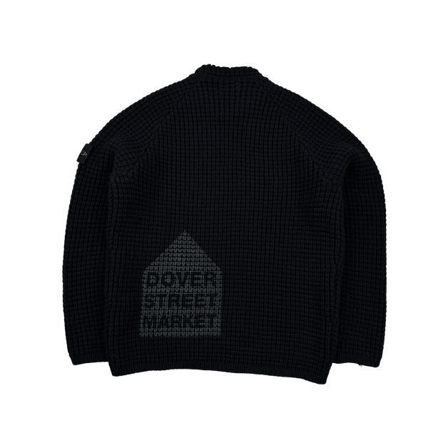 Stone Island X Dover Street Market 2023 Black Thick Wool Printed Crewneck Jumper - Large