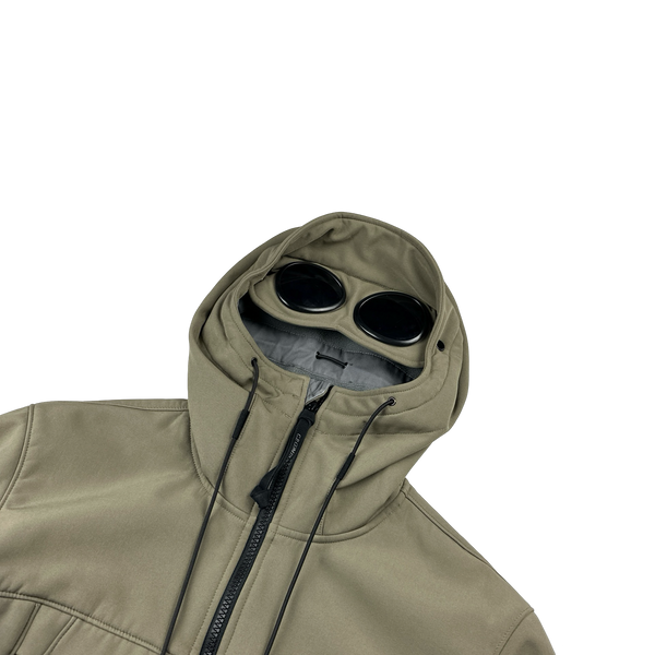 CP Company Khaki Fleece Lined Soft Shell Goggle Jacket Small