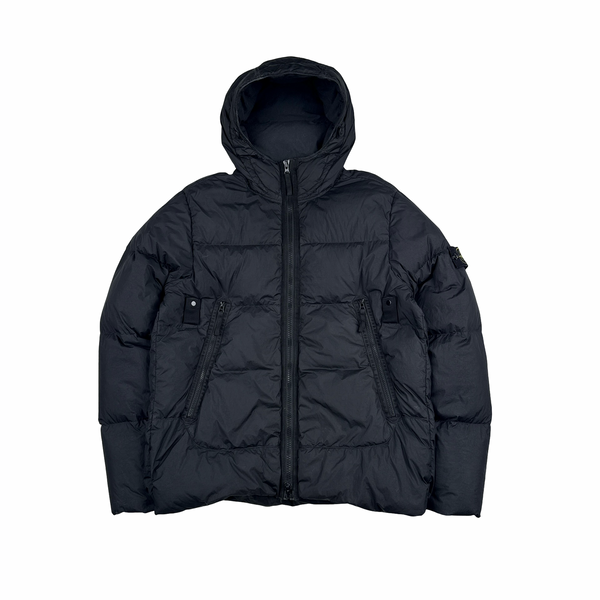 Stone Island 2021 Black Crinkle NY Down Puffer Jacket - Medium