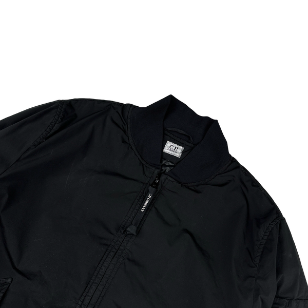 CP Company Black Nycra Quilted Lined Bomber Jacket - Large