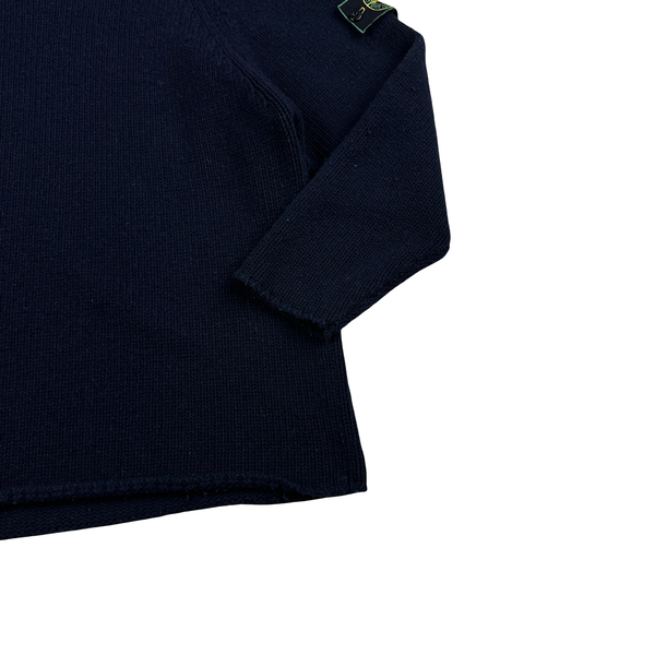 Stone Island Vintage 1994 Navy Wool Mock Neck Jumper - XL