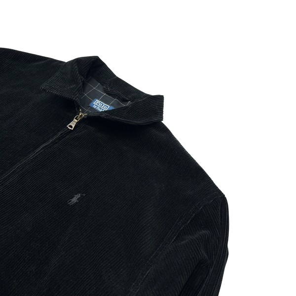 Ralph Lauren Black Corduroy Cotton Lined Harrington Jacket - Medium