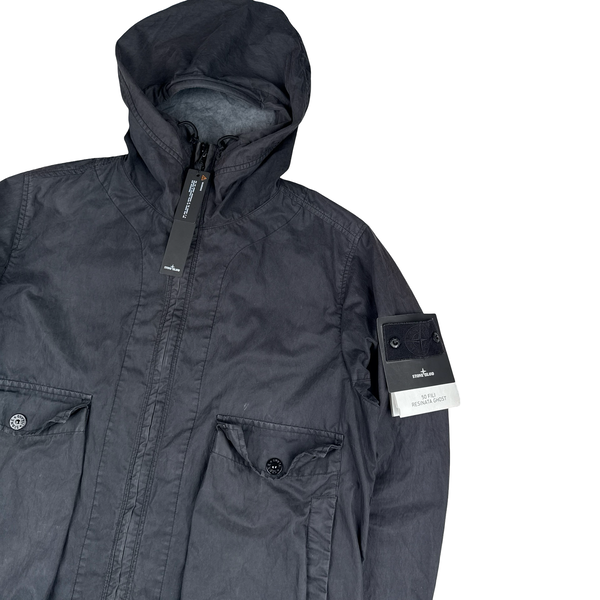 Stone Island 2019 Black 50 Fili Resinata Ghost Parka Jacket - Medium