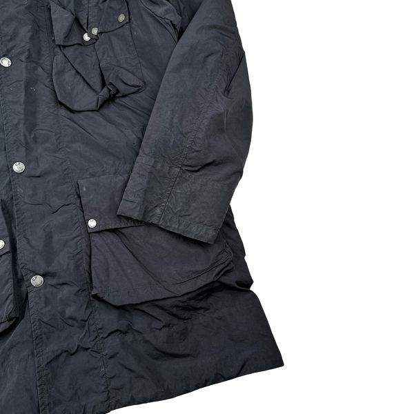CP Company Black Shearling Lined Hood Parka Multi Pocket Jacket - Medium