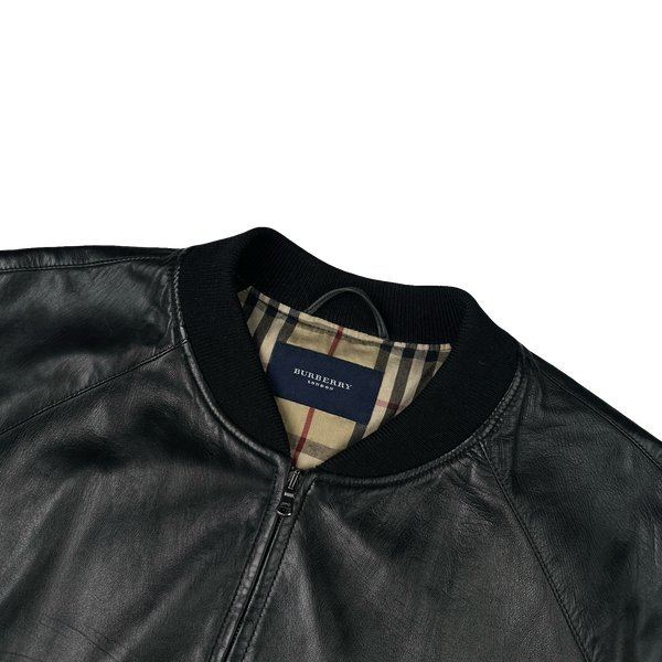 Burberry Leather Nova Check Lining Bomber Jacket - XL