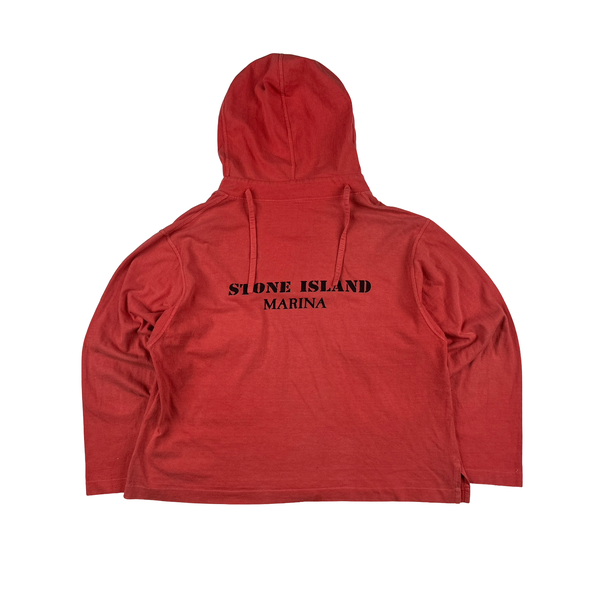 Stone Island Marina Vintage 80's Cotton Pink Spellout Pullover Hoodie - Medium