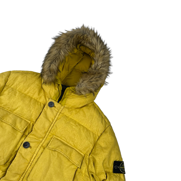 Stone Island 2018 Yellow Lino Resinato Down-TC Puffer Jacket - XXL