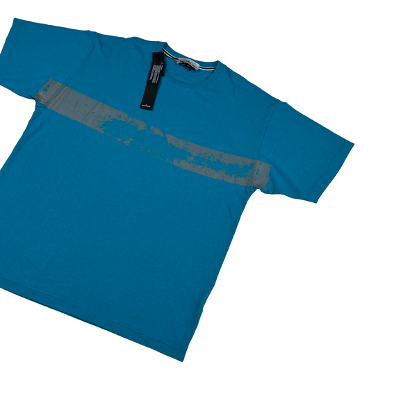 Stone Island 2023 Blue Reflective Graphic Short Sleeved T Shirt - Large