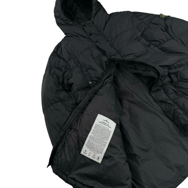 Stone Island 2013 Black Crinkle NY Down Long Puffer Jacket - XXL