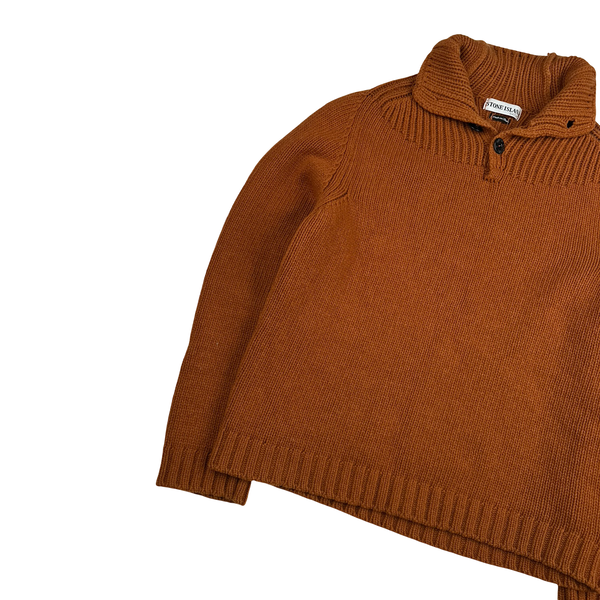 Stone Island 2002 Rust Orange Wool Blend Knit Jumper - Large