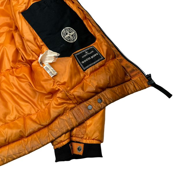Stone Island 2007 Orange Mesh Badge Down Puffer Jacket - Small