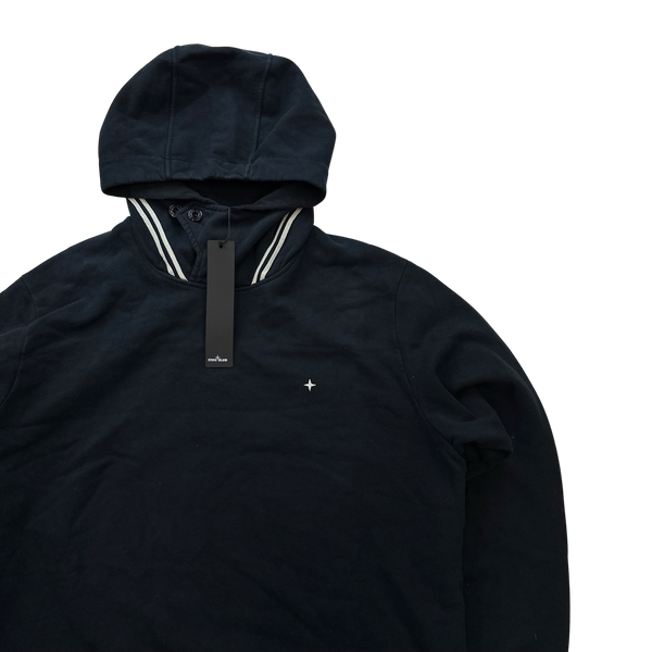 Stone Island Navy Compass Pullover Hoodie - Large