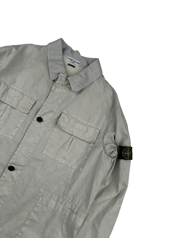 Stone Island 2002 Grey Lino Flax Blend Collared Jacket - Large