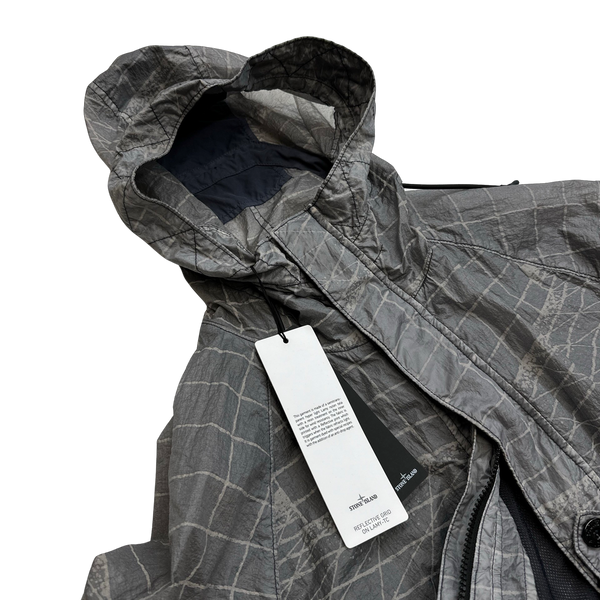 Stone Island Grey Reflective Grid Lamy TC Jacket - Large