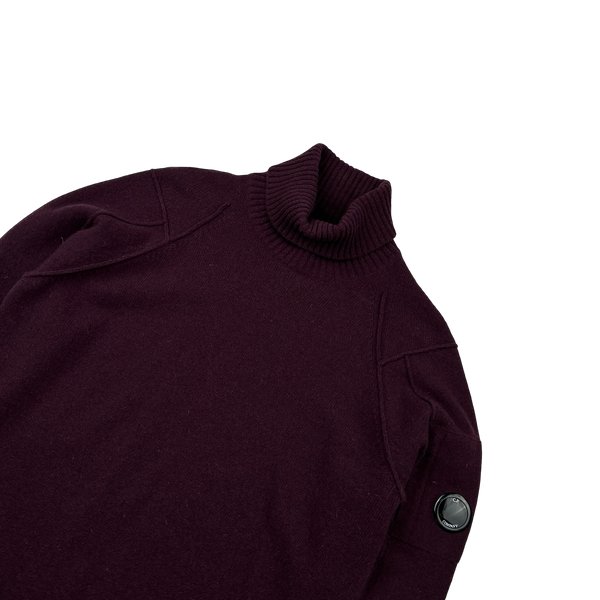 CP Company Wine Thick Wool Roll Neck Knit - Medium