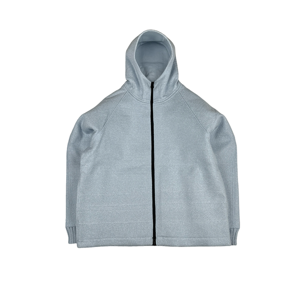 Stone Island 2025 Marina Baby Blue Wool Woven Knit Zipped Jacket - Large