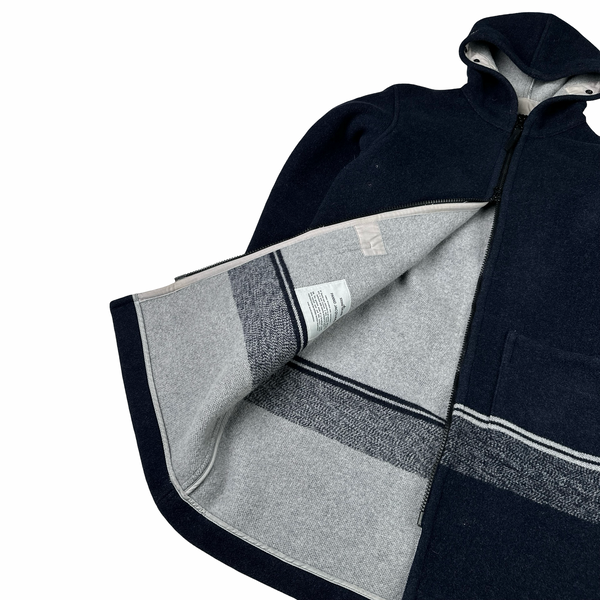 Stone Island 2020 Navy Panno Jaquard Wool Long Jacket - Small